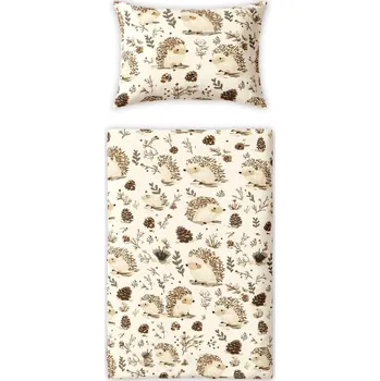 Baby Nellys Povlečení do postýlky, 2D sada - Ježek, béžový Velikost povlečení: 135x100, Rozměry polštáře: 40 x 60, Rozměry přikrývky: 135 x 100