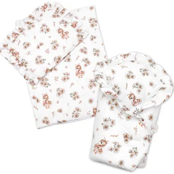 Doplněk pro panenku Baby Nellys Sada pro panenku 3D, zavinovovačka, peřinka a polštářek, Kačenka, béžová