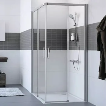 Hüppe Classics 2 EasyEntry - Posuvné dveře rohový vstup 2-dílný (1/2) 1200x2000 mm, upevnění vpravo, stříbrná pololesklá, čiré sklo s Anti-Plaque C25205.069.322