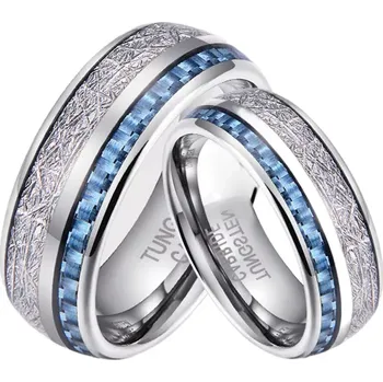 Prsten Moderní wolframové prsteny s umělým meteoritem a carbonem