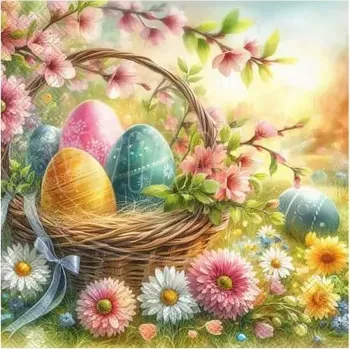 Papírový ubrousek Velikonoční ubrousky 3-vrstvé 33 x 33 cm (PAP - FSC Mix), 20 ks (83104 - CH3N)