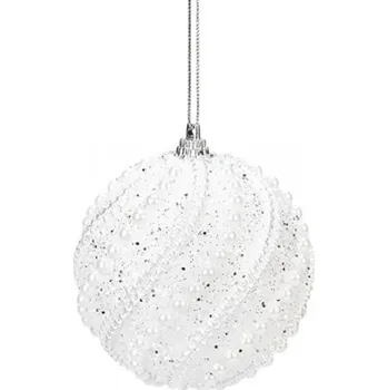 Vánoční dekorace Vánoční bílá perlová koule, 8 cm
