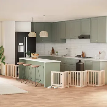 ohrádka pro psa zahrada-XL Zábrana pro psy s dvířky skládací 15 panelů 750 cm topol 3155643