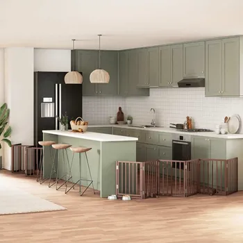 ohrádka pro psa zahrada-XL Zábrana pro psy s dvířky skládací 15 panelů hnědá 750 cm topol 3155549