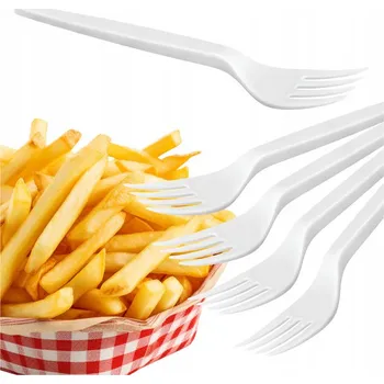 Příbor Plastové vidličky "Opakovaně Použitelné", Arpex, bílé, 18 cm, 8 ks