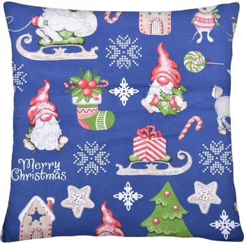 Bavlněný vánoční polštář 025 CHRISTMAS modrá 40x40 cm, Mybesthome Varianta: Povlak na polštář s prošívanou výplní, 40x40 cm