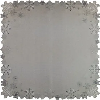 ubrus Vánoční ubrus vločky šedá 40x140