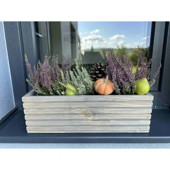 Truhlík Vingo Dřevěný truhlík s plastovou vložkou - šedý 64 cm