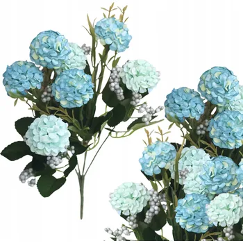 umělá květina MODRÁ HORTENZIE CHRYZANTÉMA 36 cm UMĚLÉ KVĚTY DEKORATIVNÍ DEKORACE KYTICE