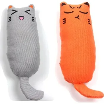 Hračka pro kočku Plyšová hračka pro kočky s catnipem | chovatelský doplněk - Šedá a oranžová