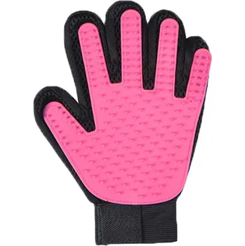 Péče o srst a drápky Rukavice na srst pro kočky a psy | kartáč - Levá růžová