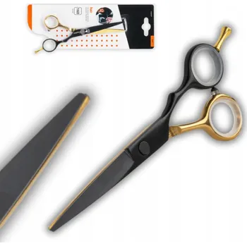 Kadeřnické nůžky Profesionální kadeřnické nůžky OSTŘÉ černo-zlaté 160mm NA VLASY A VOUSY