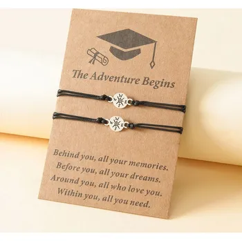 Náramek Náramek přátelství 2 ks s motivem kompasu | stylový náramek, dárkový set