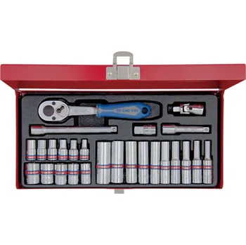 Gola sada Sada nástrčných hlavic s ráčnou a příslušenstvím King Tony 1/4 CrV 6 hran 26 ks 2526SR