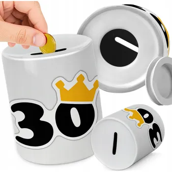 Pokladnička KERAMICKÁ POKLADNIČKA NA MINCE PRO DĚTI K NAROZENINÁM NEBO K 30. NAROZENINÁM