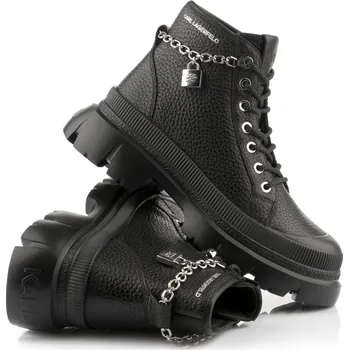 Dámská obuv KOTNÍKOVÁ OBUV KARL LAGERFELD TREKKA MAX LOCK CHAIN LACE BOOT BLACK LTHR