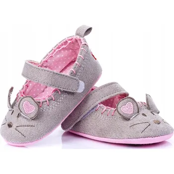Capáčky Lehké šedé papuče pro kojenecké ve tvaru myšky capáčky ATTRACTIVE r20/21