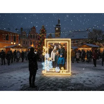 Vánoční světelná dekorace Fotopoint Zimní rám, 180x230 cm