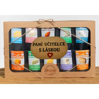 Dárková krabička Křupavý sýr Dárková sada 10 druhů sýrů paní učitelce s láskou (Křupavý sýr Dárková sada 10 druhů sýrů paní učitelce s láskou)