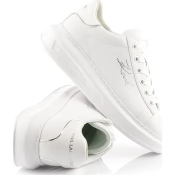 Dámské tenisky TENISKY KARL LAGERFELD KAPRI RHINESTONE KARL TRIM WHITE LTHR W/SILVER