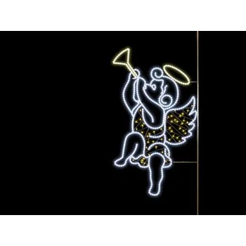 Vánoční světelná dekorace Vánoční dekorace na sloupy VO Anděl 4, 200 cm Barva: Studená bílá