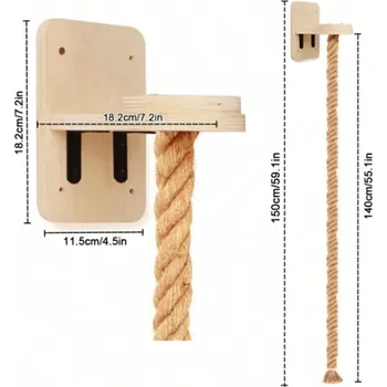 Kočičí škrabadlo na zeď dřevěné | nábytek - kočičí lezecké lano