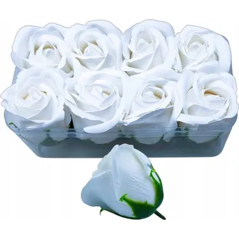 umělá květina Bílé Mýdlové Růže Dárek Květiny Flower Box Hlavička Umělé Květy Balení 8