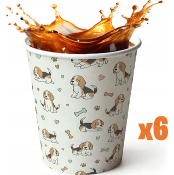 Jednorázové nádobí PAPÍROVÉ KELÍMKY NA OSLAVU NAROZENIN - 6 KUSŮ - PES PLEMENE BEAGLE