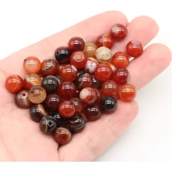 Náramek Přírodní kamenné korálky na náramky | šperky - Červený pruhovaný achát , 4 mm (85 až 90 ks)