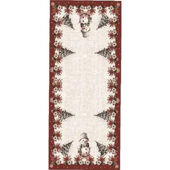 ubrus Vánoční ubrus sněhuláci červení 85x85