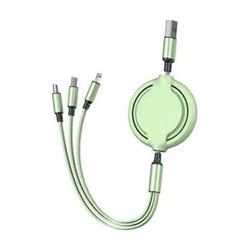 Datový kabel Kabel CaseON USB - USB typ C / microUSB / Lightning 1 m zelený