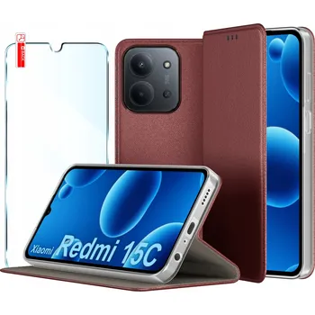 Pouzdro na mobilní telefon Pouzdro s klopou KrainaGSM pro Xiaomi, Redmi 15C 5G červené