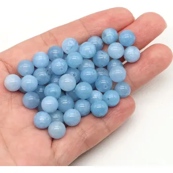 Náramek Přírodní kamenné korálky na náramky | šperky - Akvamarín , 6 mm (56 až 60 ks)