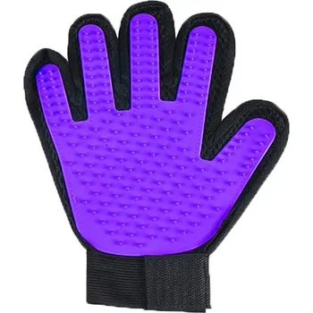 Péče o srst a drápky Rukavice na srst pro kočky a psy | kartáč - Pravá fialová