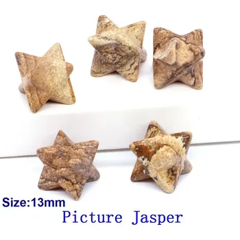 Přírodní kámen Křišťálová merkaba hvězda 13mm | dekorace | minerální kámen - Obrázek Jaspera , 5 KS