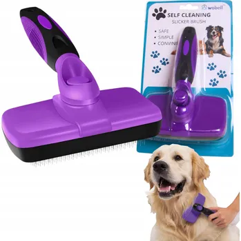 Kosmetika pro psa Szczotka do sierści Wobell pro psy a kočky, samočisticí, fialový