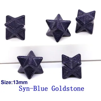 Přírodní kámen Křišťálová merkaba hvězda 13mm | dekorace | minerální kámen - Syn-modrý zlatý kámen , 1 KS