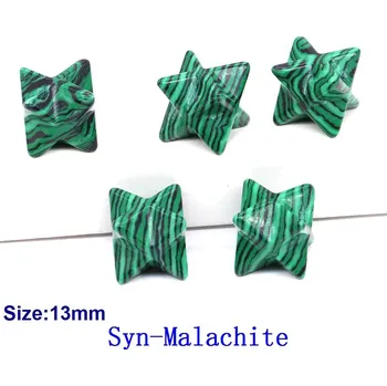 Přírodní kámen Křišťálová merkaba hvězda 13mm | dekorace | minerální kámen - Syn-Malachit , 5 KS