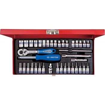 Gola sada Sada nástrčných hlavic s ráčnou a příslušenstvím King Tony 1/4 CrV 6 hran 39 ks 2539MR