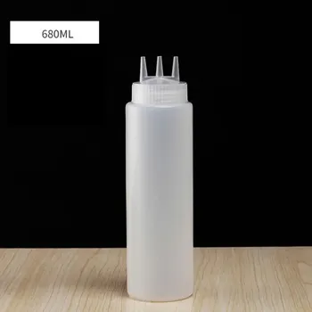 Dávkovač nápoje Plastová dávkovací láhev s tryskami | dávkovač omáček - Bílá - 680 ml