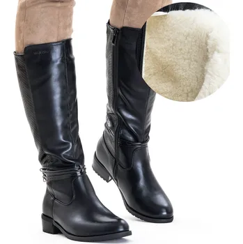 Dámské kozačky Wojtyłko dámské kozačky ke kolenům na blokovém podpatku, velikost 38