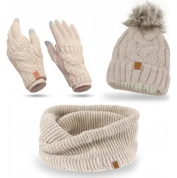 Čepice NANDY Dámská zimní souprava Čepice Nákrčník Rukavice Teplá sada na zimu
