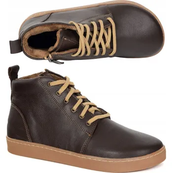 Dámská zimní obuv Dámské zimní zateplené boty barefoot kožené Z-B04 hnědé 36