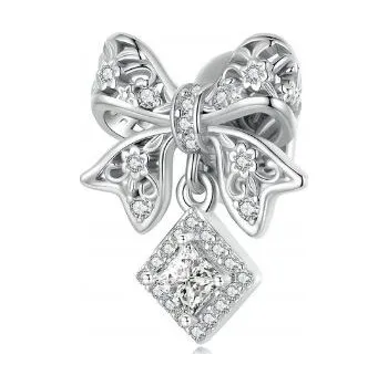 Přívěsek Přívěsek lesklá prolamovaná mašle oddělovač stříbro s925