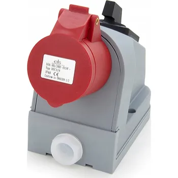 Elektrická zásuvka PEVNÁ ZÁSUVKA S JISTIČEM KOMBI 16A 4P 400V IP44 + VYPÍNAČ 0-1