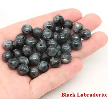 Náramek Přírodní kamenné korálky na náramky | šperky - Černý labradorit , 8 mm (43 až 46 ks)