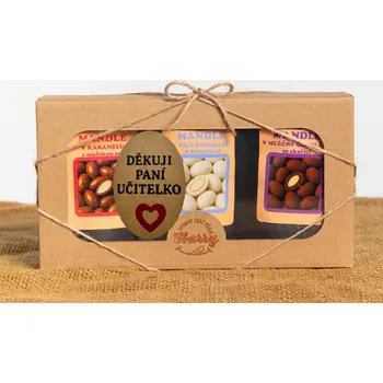 Dárková krabička Dárková sada sladkých mandlí 3ks děkuji paní učitelko Raffaelo (Dárková sada sladkých mandlí 3ks děkuji paní učitelko)