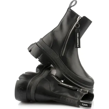 Dámská móda KOTNÍKOVÁ OBUV KARL LAGERFELD TREKKA MAX HI ANKLE ZIP BOOT BLACK LTHR