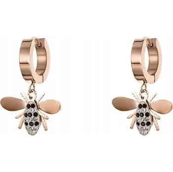 Náušnice Miniaturní Náušnice Sajbazar kol228 s motivem včelky z růžového zlata