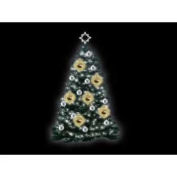 Vánoční světelná dekorace Zvýhodněný set pro vánoční stromy BALL 2, 15 m, 300 LED, studená bílá